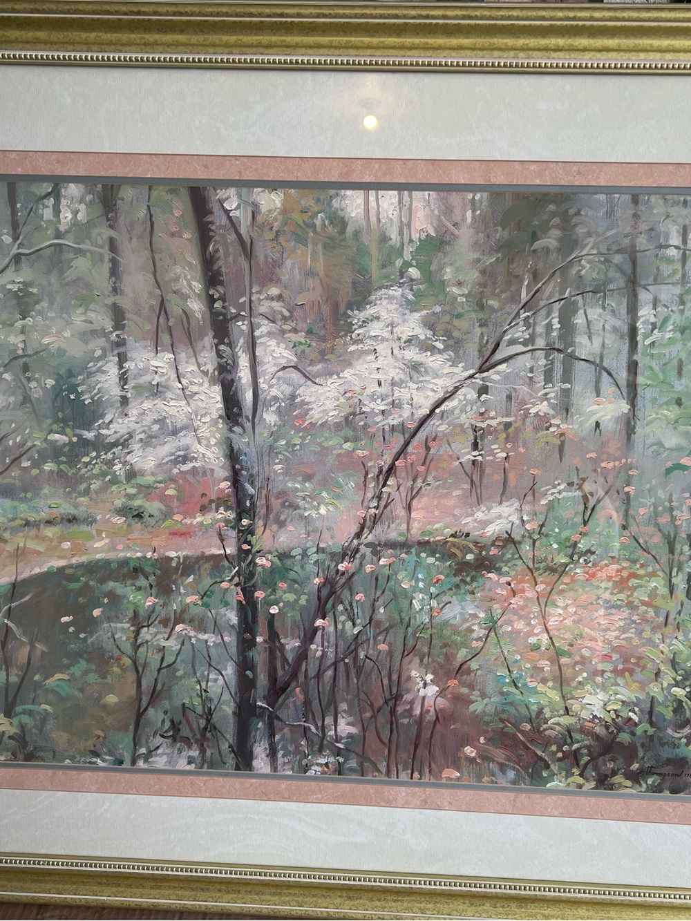Framed Woodland Floral Landscape Wall Art - Soft Pastel Colors